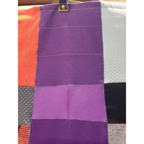 Vtg Lightweight Patchwork Quilt Machine Sewn Double Knit Corduroy 37"x76" Purple - Picture 4 of 9